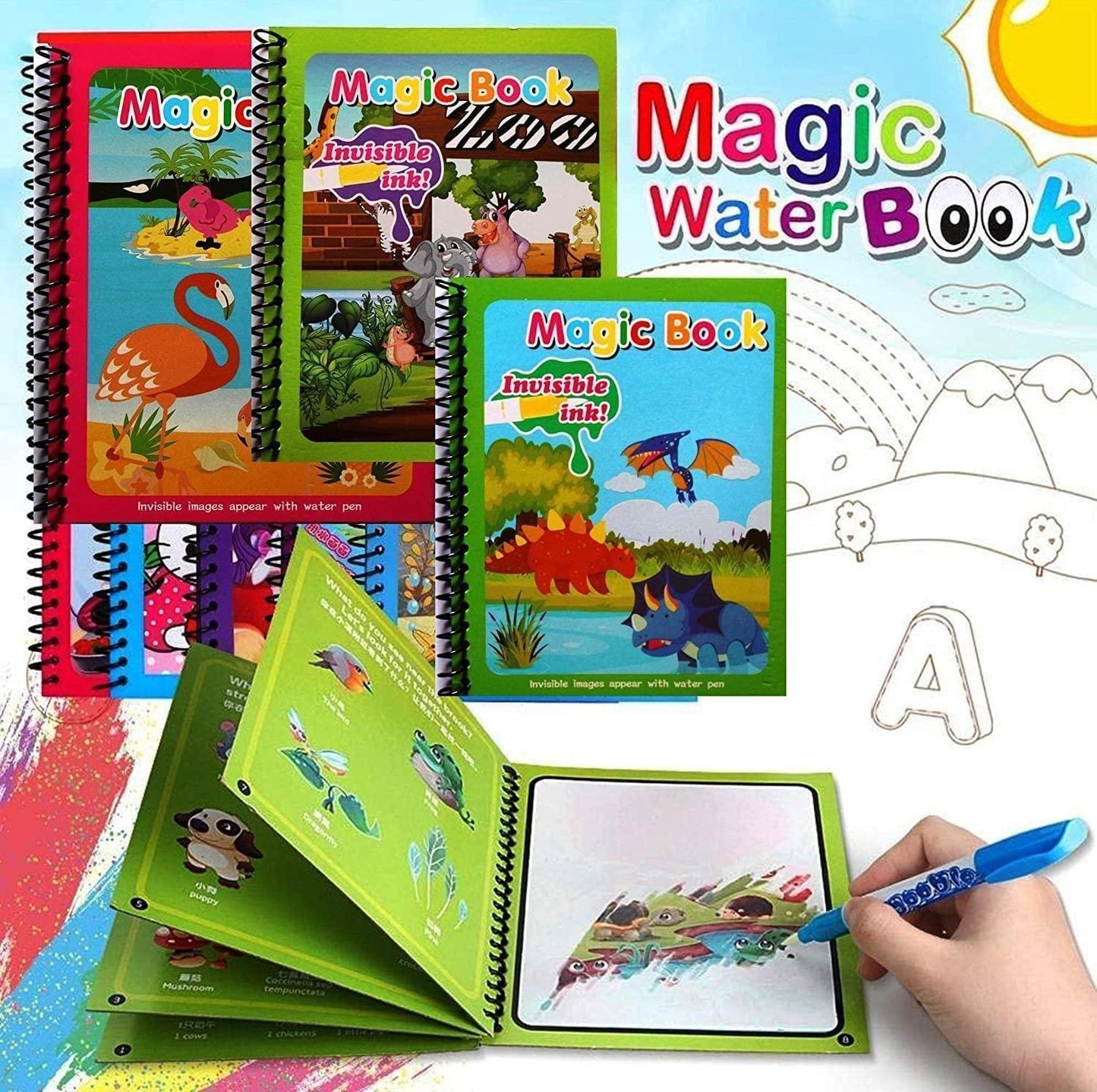 Reusable Water Drawing Book with Magic Pen